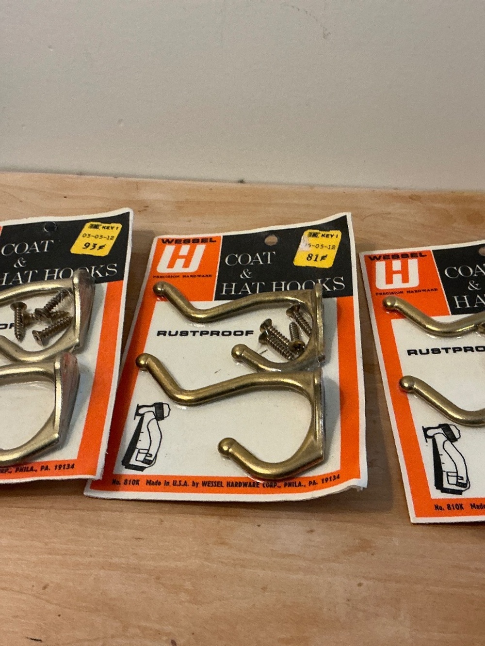Weasel Precision Hardware Coat and Hat Hooks Vintage packaging new